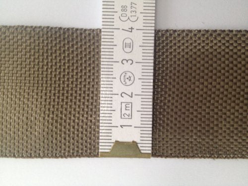 Basaltvezeltape, 40 mm breed, 0,21 mm dik, 15 g/m, met één rand van bruin PP-garen