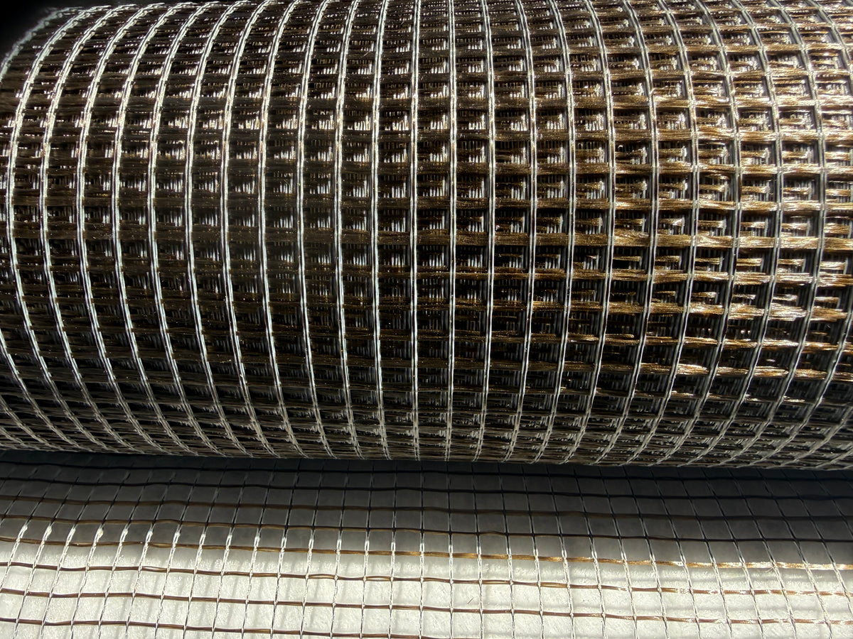 Basaltvezelrooster 110 g/m², polymeercoating, 7x6 mm, breedte 1 m, rol 50 m²